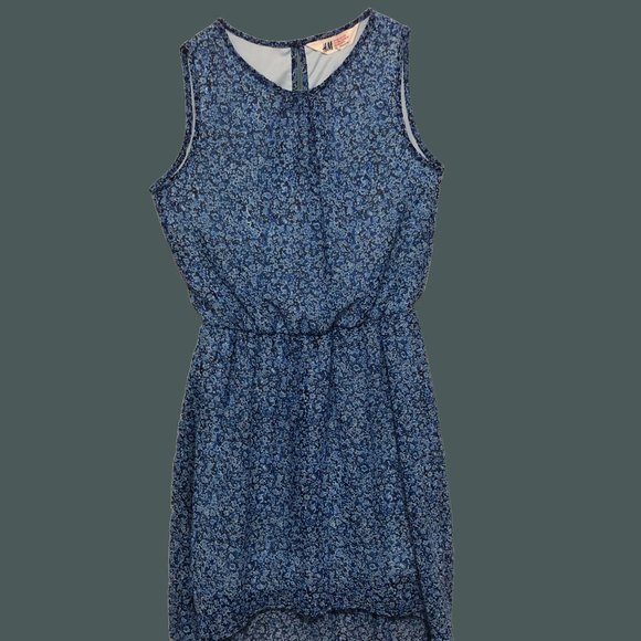 Girls Dress, Medium, Blue Flower Prints, Age 8-10, Youth - Picture 1 of 8